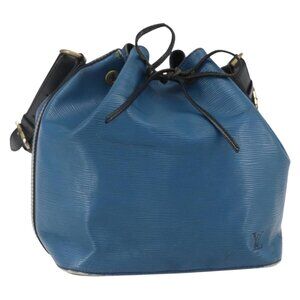 Authentic LOUIS VUITTON Epi Petit Noe Bag Bicolor Black Blue M44152 LV
